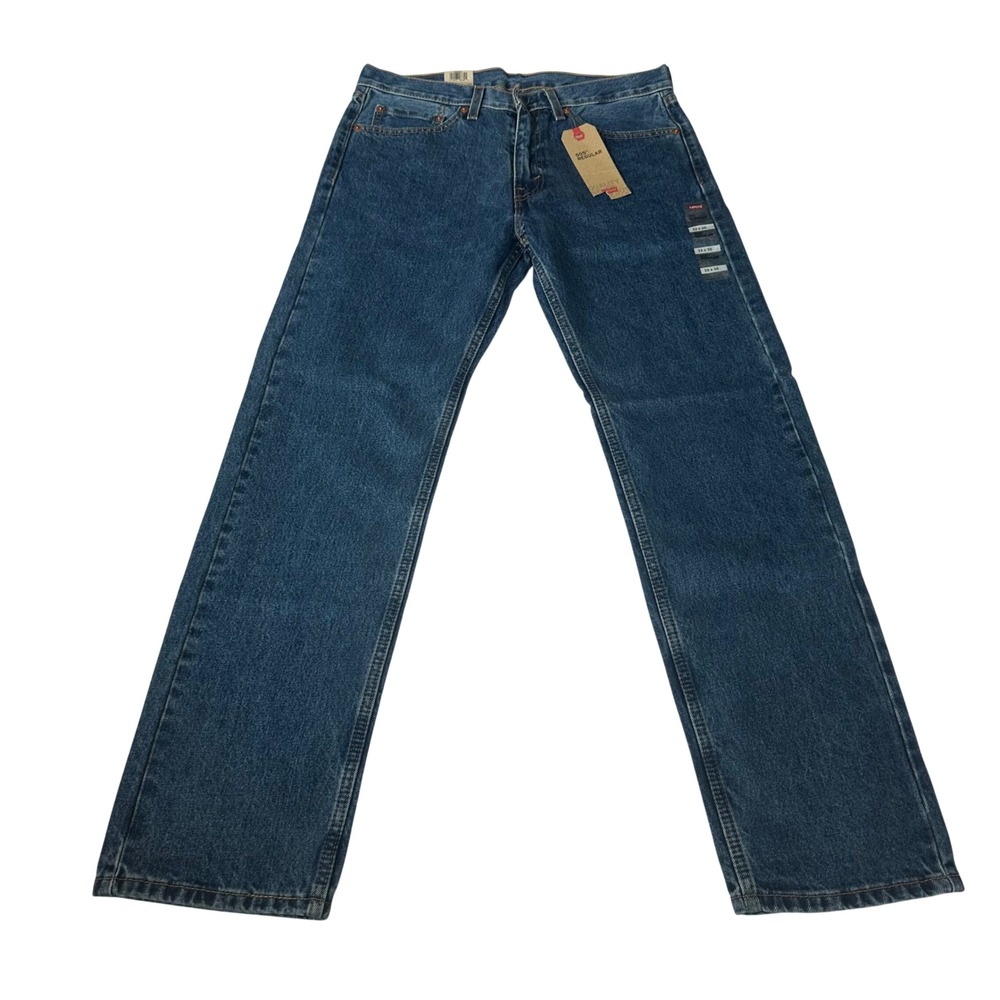 Levis 505 Regular Fit Straight Leg Jeans Mens 33x32 Medium Wash Blue NWT
